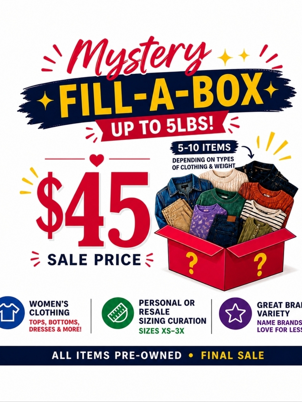 Mystery Fill-A-Box Women's Clothing - Great Deal! All Sizes & Styles
